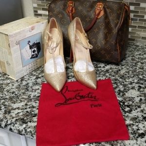 Christian Louboutin 120 gold glitter